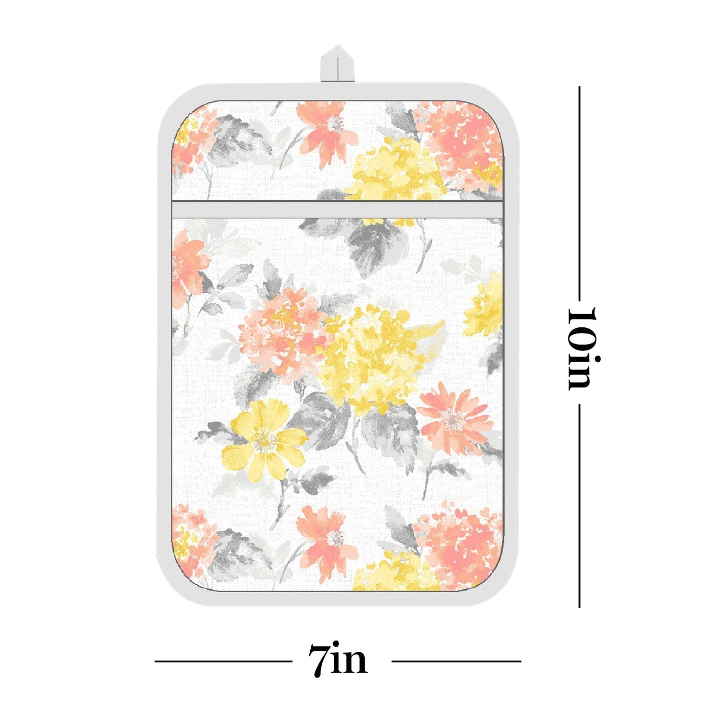 Amber Floral Oven Mitt & Pot Holder Set 2 (Yellow/Coral)