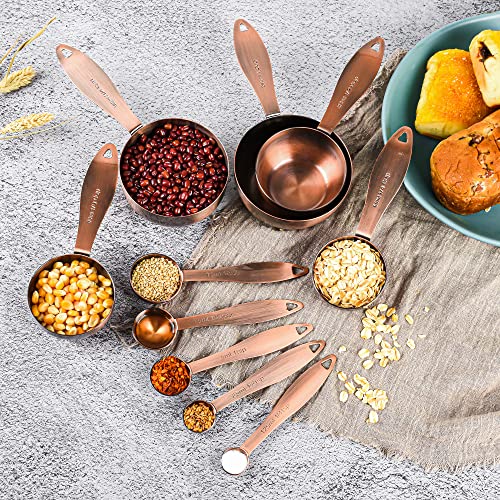 Copper measuring cups and spoons set