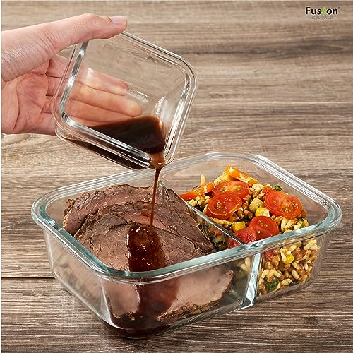 Glass Prep Containers (8 Pack Divided Set)