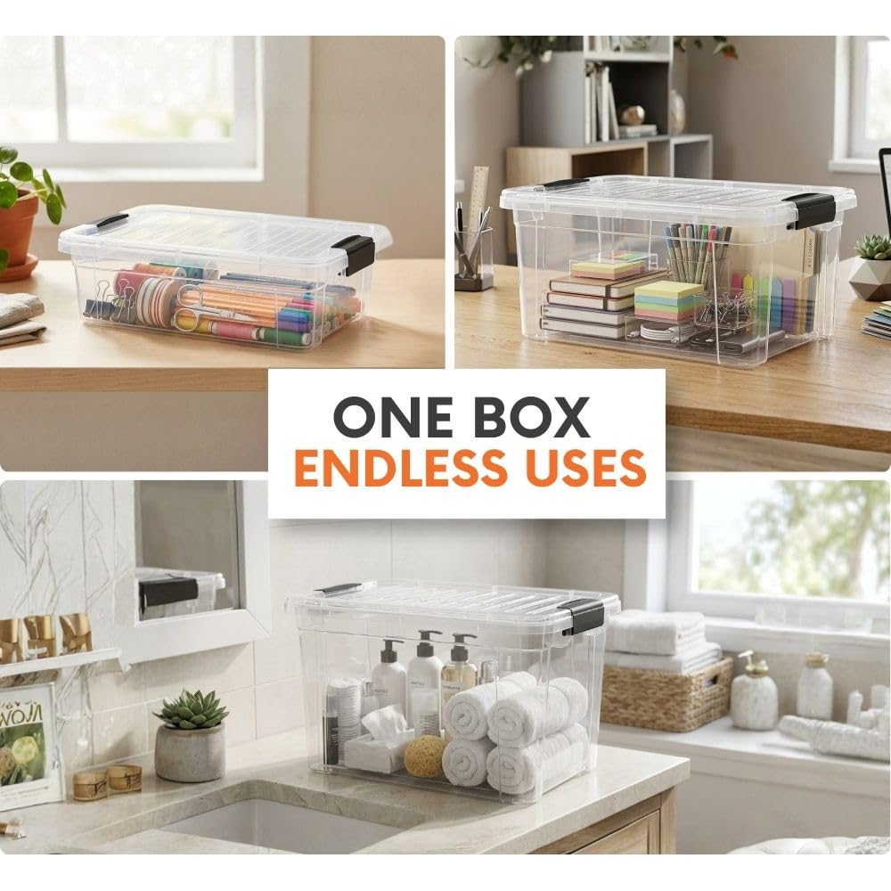 8.7 Quart Clear Plastic Storage Boxes with Lids (8.7 Quart)