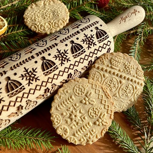 WINTER Embossing Rolling Pin for Christmas Cookies