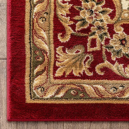 Pastoral Medallion Red French European Formal Traditional Area Rug (7'10" x 10'6" (Rectangular) / Red)