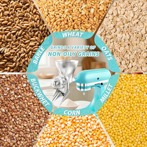 All Metal Grain Mill Attachment for KitchenAid Stand Mixers with 12 Grind Level Wheat Grinder Flour Mill for Sourdough Baking (Metal)