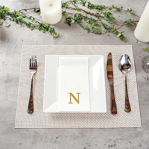 Paper Rectangle Gold Letter N Linen (Gold / 2000 Count / N)