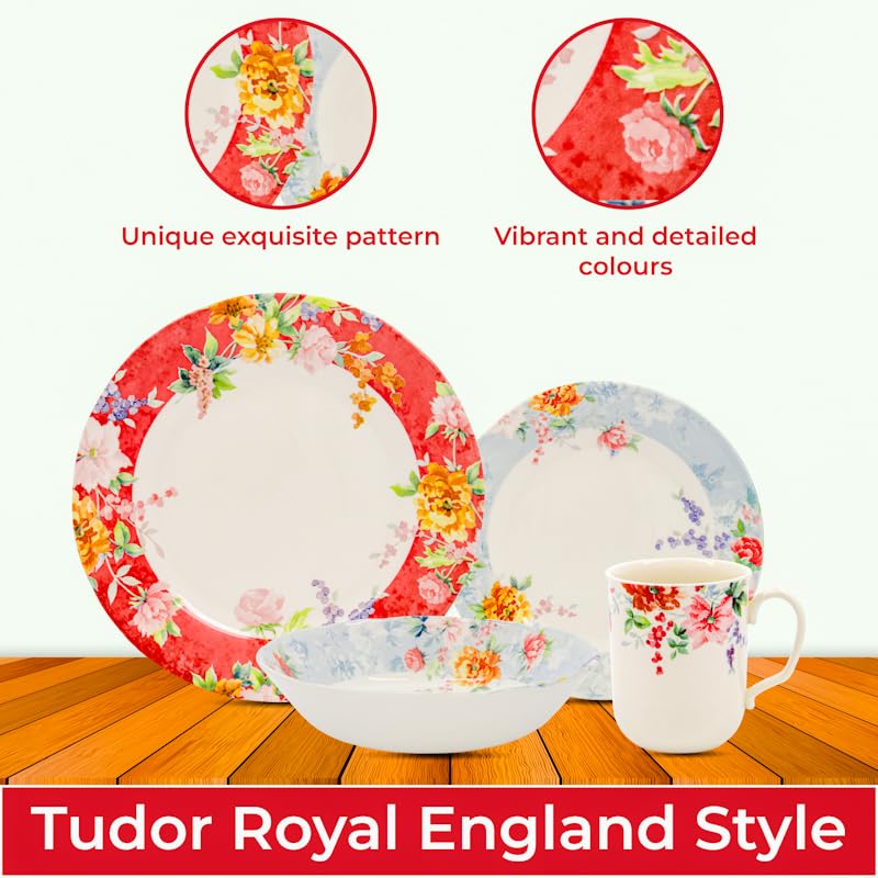 24 Piece Porcelain Dinnerware Set for 6 (24 / Crimson)