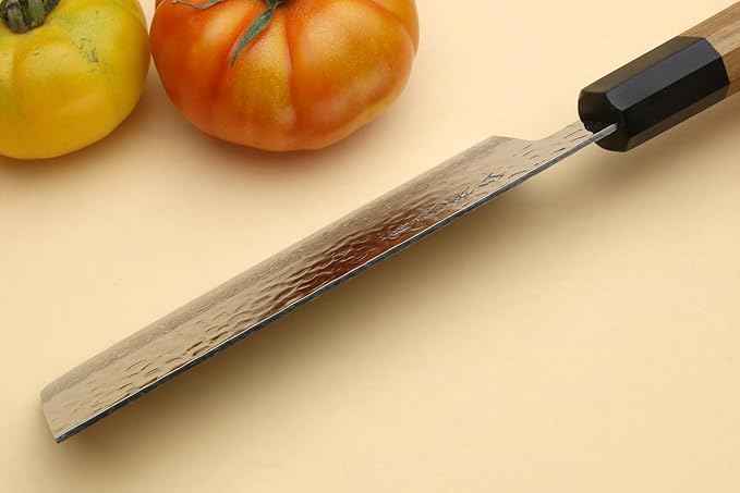 Yoshihiro VG10 46 Layers Hammered Damascus Nakiri Japanese Vegetable Knife 6.5'' (165mm) Ambrosia Handle