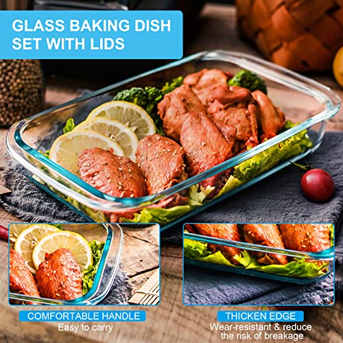 8 Pieces Glass Baking Dish with Lids