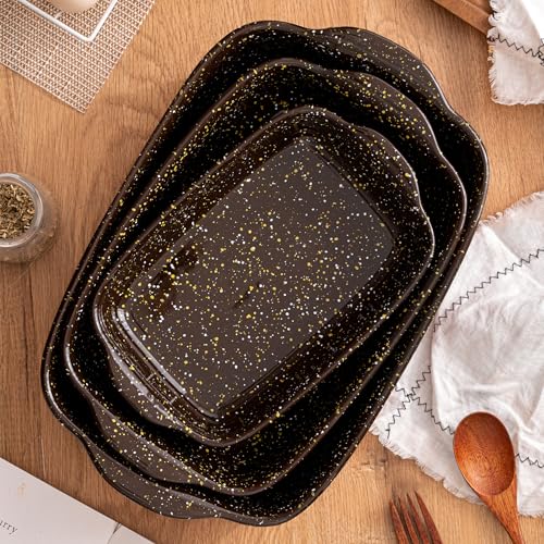3 Pack Ceramic Baking Dishes for Oven (Brown)