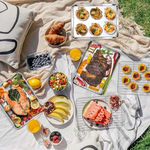 10x8 Inch Small Stainless Steel Baking Sheet with Cooling Rack Set (10.4x8.1x1)