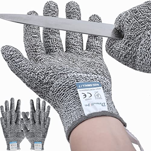 3 Pairs Cut Resistant Gloves Food Grade Level 5 Protection (3 Count)