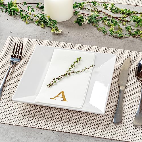 Paper Rectangle Gold Letter A Linen (Gold / 2000 Count / A)