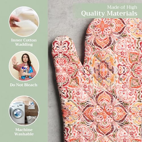 Maison d'Hermine Oven Gloves 100% Cotton Oven Mitt (036 - Damask / 7.5" x 13" (Oven Mitt))