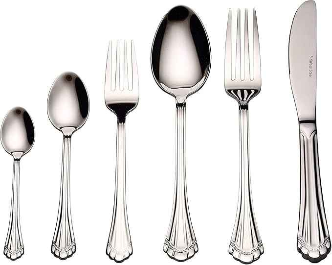 Venezia Collection Flatware Serving Set for 12, 75-Pc Luxury Dining Silverware Cutlery Service - 18/10 Premium Surgical Stainless Steel Hostess Set in a Wooden Storage Case Chest
