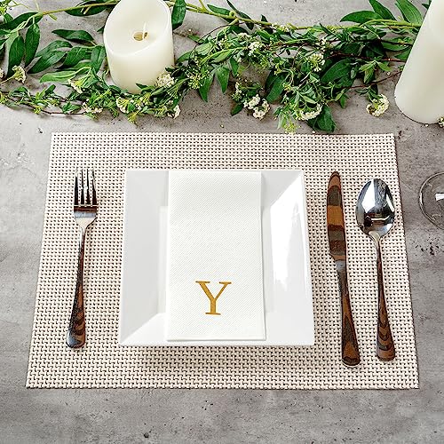 Luxenap 15.8 X 7.9 Inch Linen (Gold / 50 Count / Y)