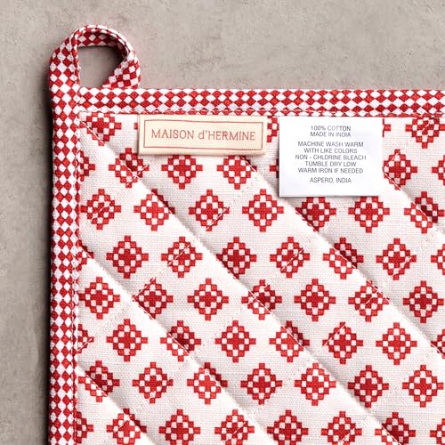 100% Cotton Oven Mitt & Pot Holder Set (116 - Rural Christmas / 7.5" x 13" & 8" x 8" (Oven Mitt & Pot Holder))