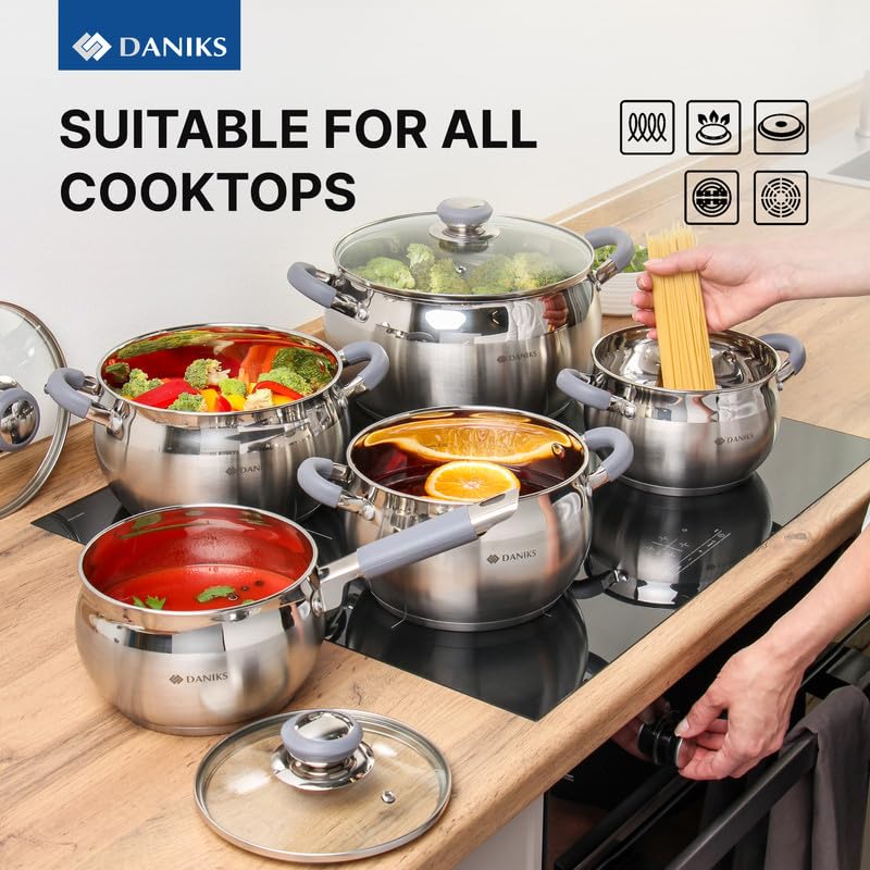 Modern 2 Quart Stainless Steel Stock Pot with Glass Lid (2 Quarts)