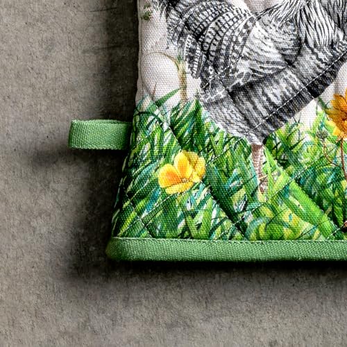 Maison d'Hermine Oven Gloves 100% Cotton Oven Mitt (018 - Basse Cour / 7.5" x 13" (Oven Mitt))