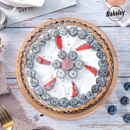 8-Inch Non-Stick Round Tart Pan with Removable Loose Bottom, Quiche Pan for Oven Baking (Black) (8" Round (Black))