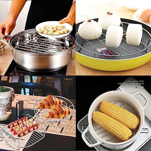 9" Round Cooking Rack Versatile Stainless Steel Grid Grill Steamer Rack