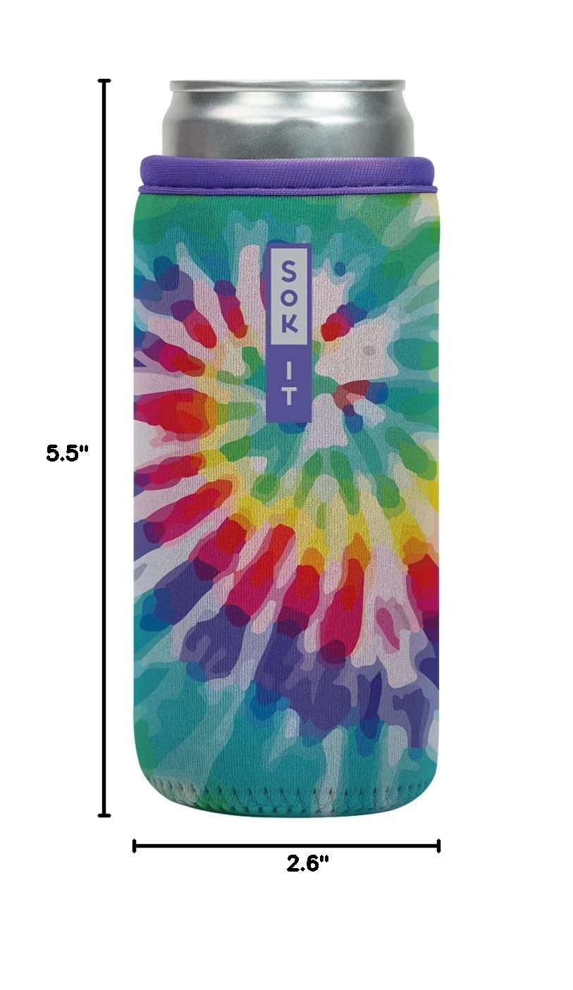 CanSok Sleeve for Beer & Soda Insulated Neoprene Cover (Rainbow Tie Dye / 12oz Slim Can Sleeve)
