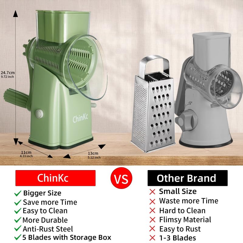 Upgrade Rotary Cheese Grater Shredder with Handle