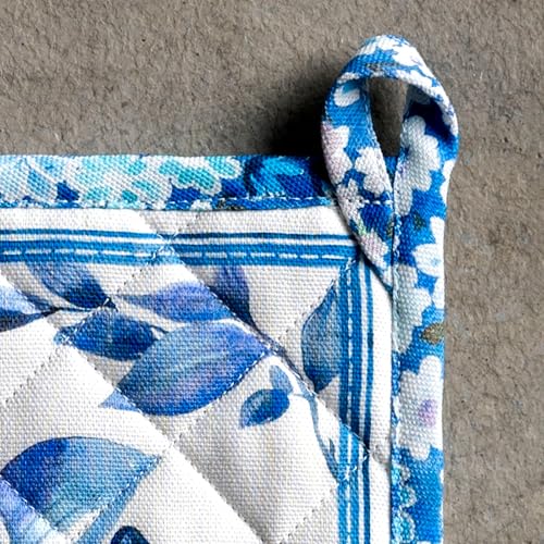 Pot Holders 100% Cotton Potholders (028 - Summer Blues / 8" x 8" (Pot Holder Pack of 2))