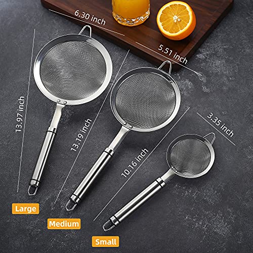 Stainless Steel Fine Mesh Strainers for Kitchen (4.73 inch)