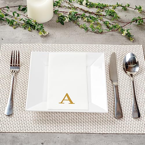 Paper Rectangle Gold Letter A Linen (Gold / 2000 Count / A)