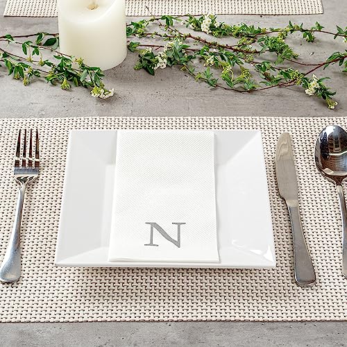Silver N White Linen Feel Guest Towel Napkin (Silver / 2000 Count / N)