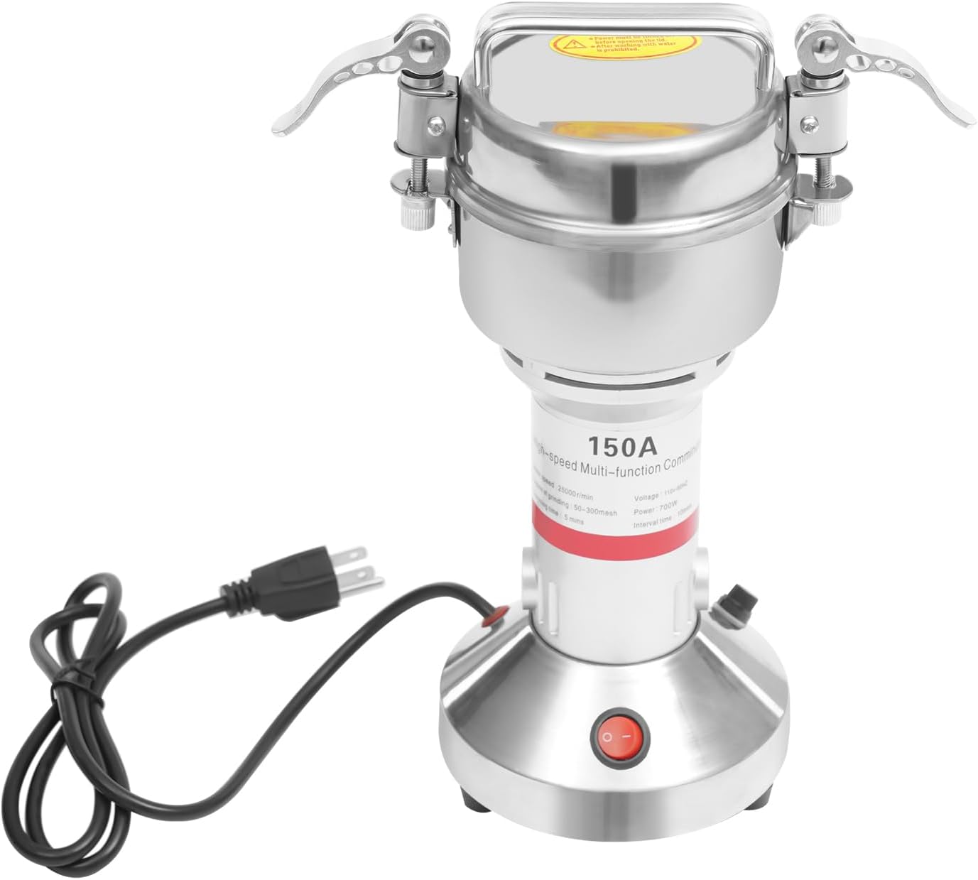Electric Grain Mill Grinder, 150g/0.33lbs High-speed 28000r/min Food Grinder, 110V 850W Countertop Grain Mill for Dry Spice Herbs Grains Coffee Rice Pepper (150g)