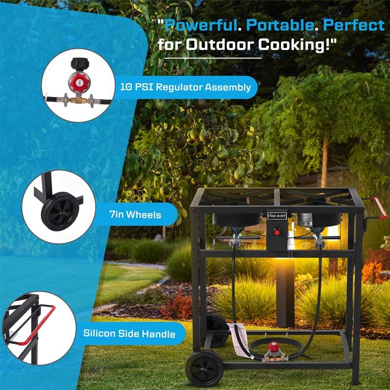 36QT Outdoor Propane Deep Fryer with Rolling Cart (36QT (18QTX2))
