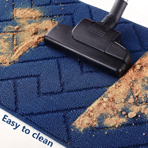 Kitchen Runner Rug (Navy Blue / 20"x48"+20"x48")