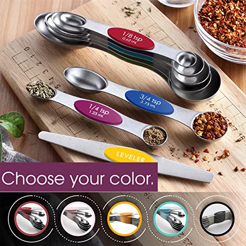 Magnetic Measuring Spoons Set of 8 for Kitchen (Multicolor / 1-Pack)