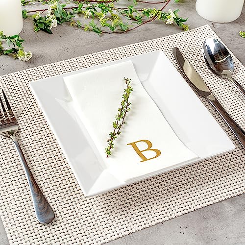 Paper Rectangle Gold Letter B Linen (Gold / 2000 Count / B)