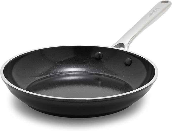 Orfeo 9.5” Nonstick Frying Pan, Made in Italy, Diamond Ceramic PFAS-Free Cookware, Induction Ready, Scratch Resistant, Laser-Fused Surface for Durability, Dishwasher Safe, Black