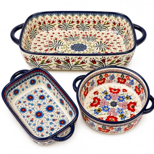 Casserole Dishes for Oven (Floral Trio – 3-Piece Set)