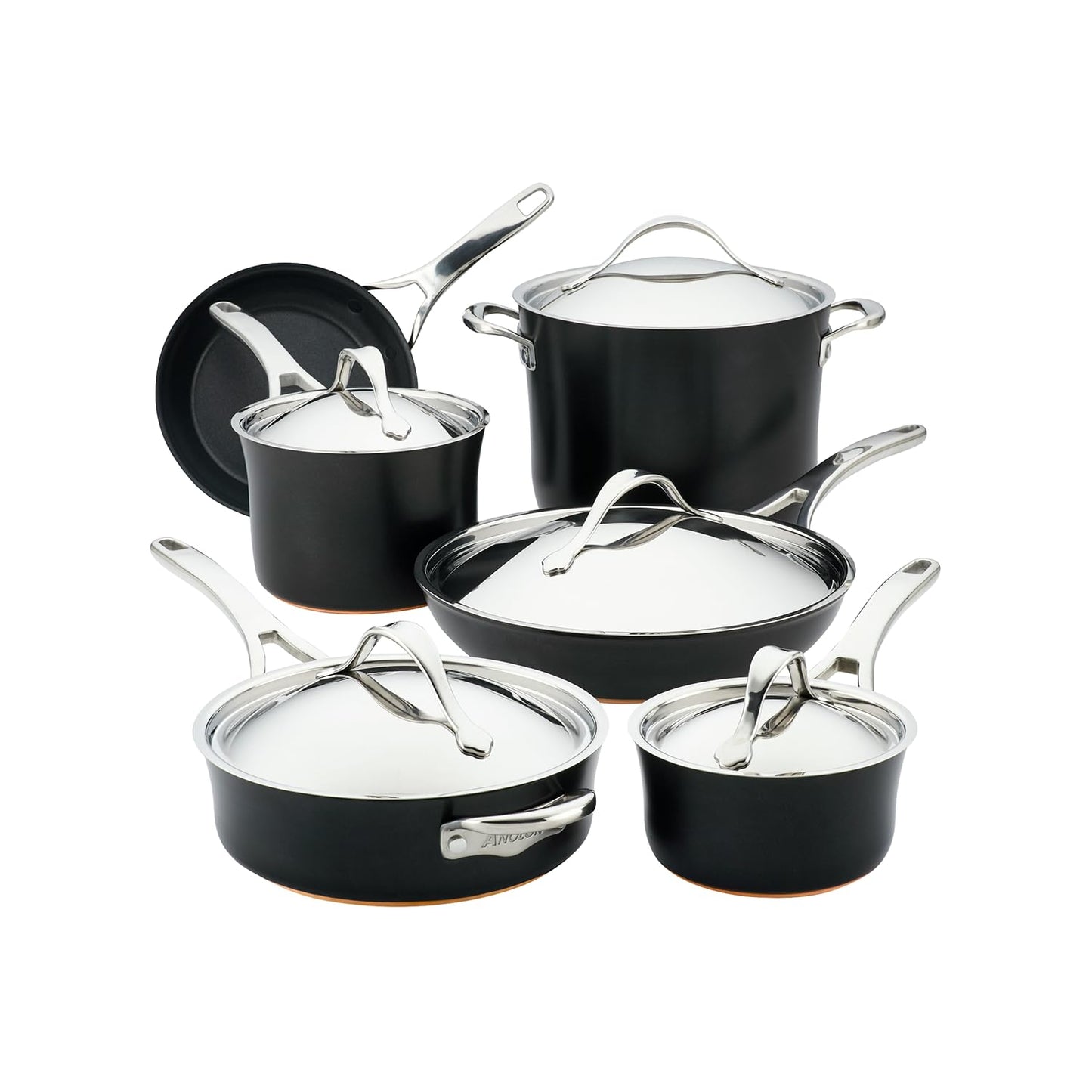 83874 Nouvelle Copper Hard Anodized Nonstick Cookware Set (Cookware Set (11 Piece) / Onyx)