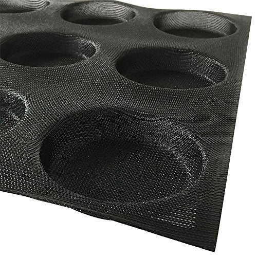 Silicone Hamburger Bread Forms Round Shape Bread Tray Silicone Perforated Silicone Bakery Molds Crusty Bread Bakeware (15 Caves 4" Round Shape)