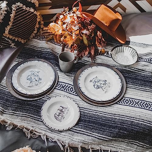 Ranch Life 14 Piece Melamine Plastic Dinnerware Set with Plates (14 Piece / Ranch Life)