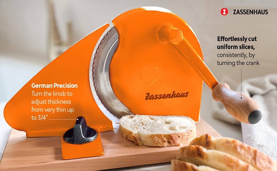 Original Classic Adjustable Bread Slicer for Uniform Slices (11.75" x 8" x 4.7" / Orange)