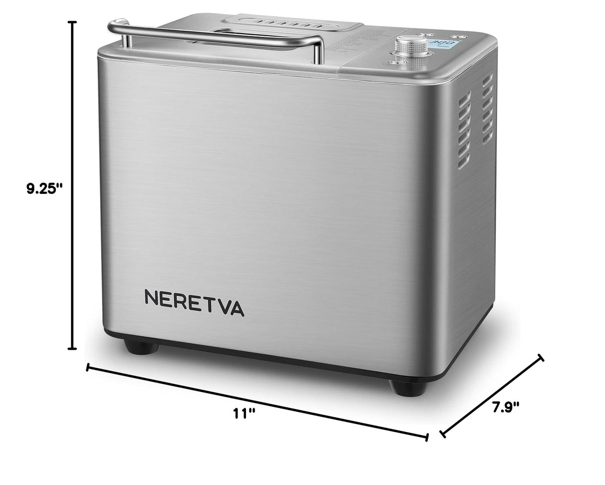 20-in-1 2LB Bread Maker Metal Bread Machine with Dual Heater-Silver (Sliver)