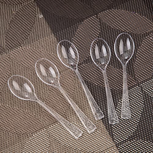 300 Pieces Clear Plastic Mini Spoons for Desserts 4 Inches Clear Plastic Spoons Heavy Duty Perfect for Cake (Clear / Mini Spoons)