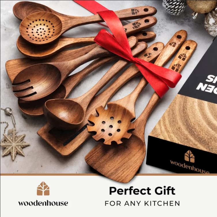 Wooden Spoons for Cooking (10 Piece Set)