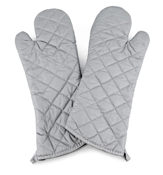 17 Inch Extra Long Heat Resistant Oven Gloves New Cotton Oven Mitts Kitchen Gloves High Temperature Cooking Tool BBQ Gloves (Silver / 17 Inch)