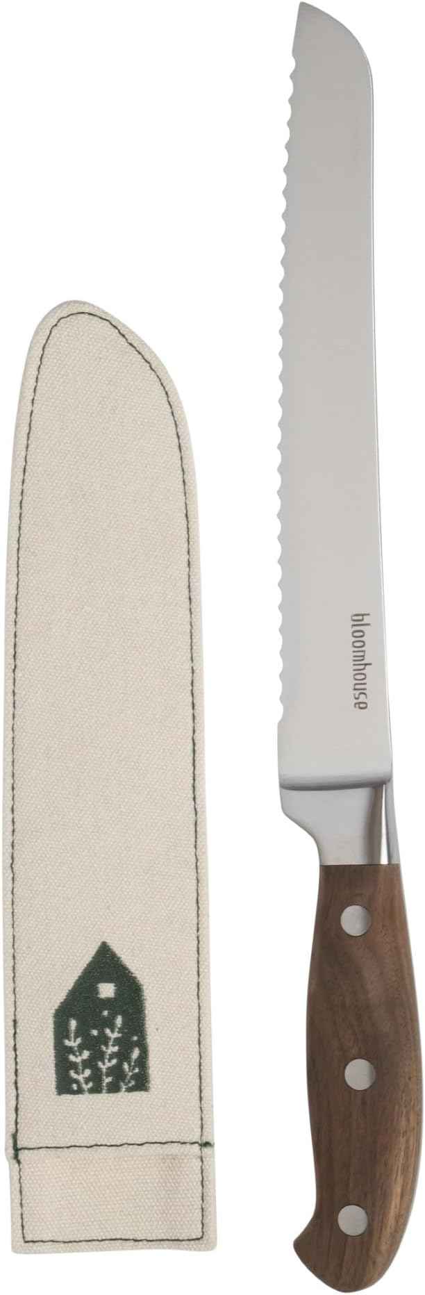 Bloomhouse 8 Inch German Steel Bread Knife W/Walnut Wood Forged Handle