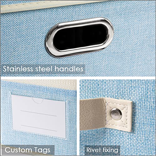 Fodable Storage Bins for Closet [3 (Blue&Cream / Medium(3-Pack))
