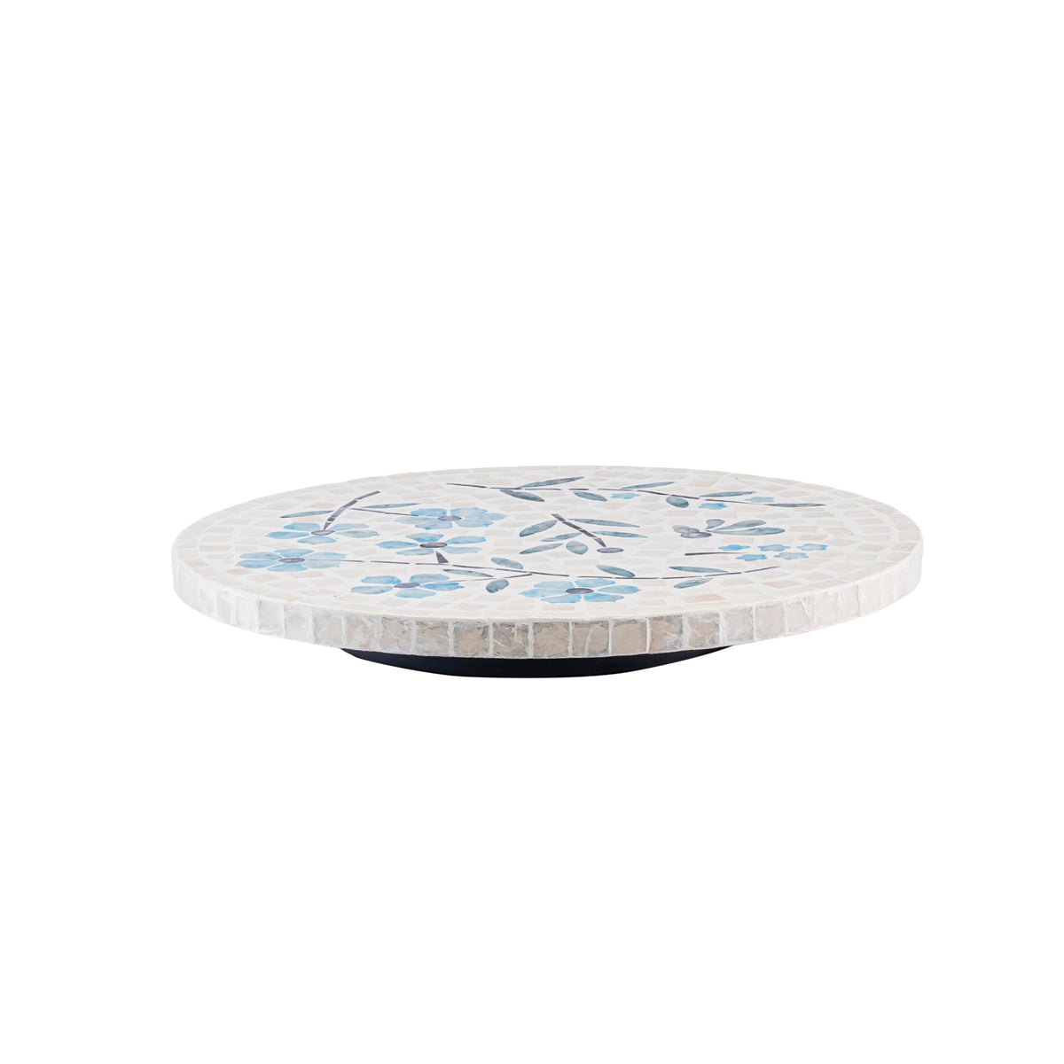 12.6” Handcrafted Capiz Shell Mosaic Lazy Susan (Blue Dogwood Flower / Standard)