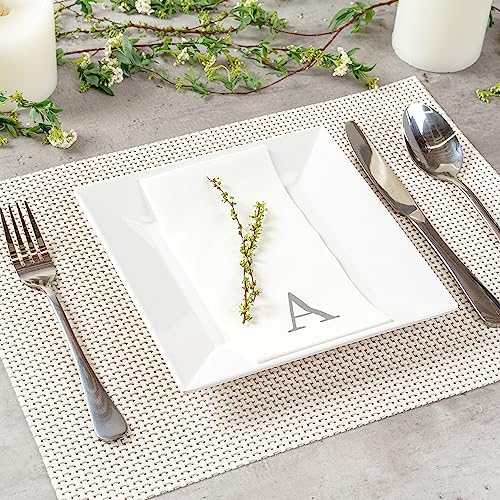 Silver A White Linen Feel Guest Towel Napkin (Silver / 2000 Count / A)