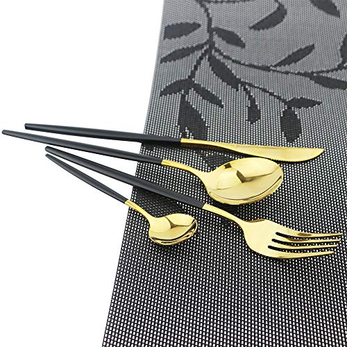 Black Gold Silverware Set (Service for 6 / Black/Gold)