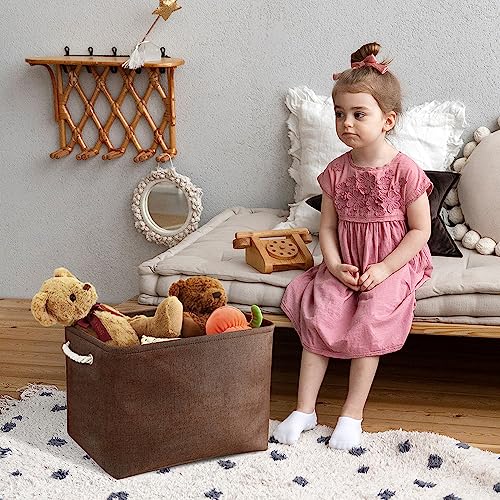 Organization and Storage Basket for Shelves (Brown / 3PCS/Large Cube - 16L×12W×12H)